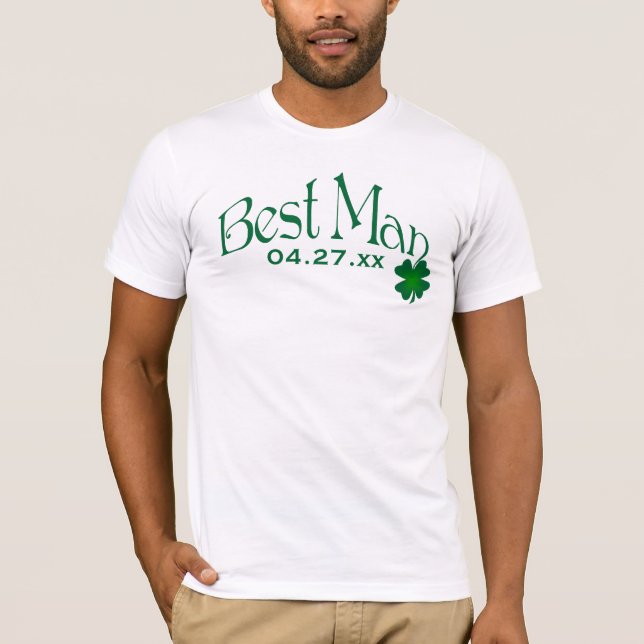 Emerald Grönt och White Shamrock Best Man T-shirt (Framsida)