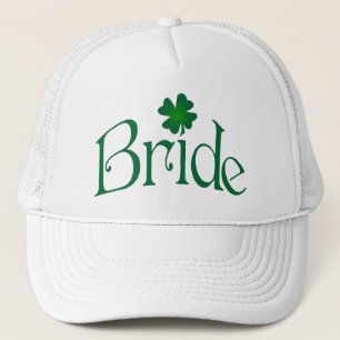 Emerald Grönt och White Shamrock Bride Cap Keps