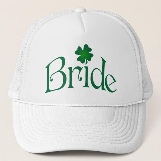 Emerald Grönt och White Shamrock Bride Cap Keps (Framsida)