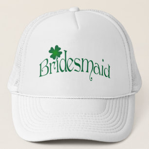 Emerald Grönt och White Shamrock Bridesmaid Cap Keps