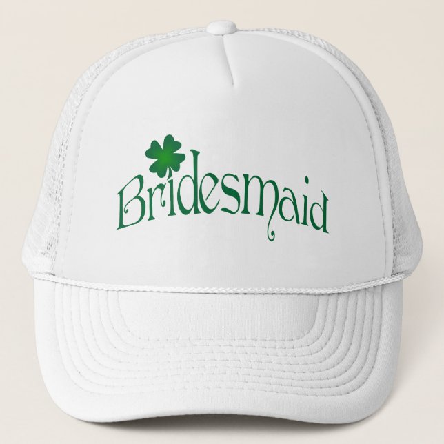 Emerald Grönt och White Shamrock Bridesmaid Cap Keps (Framsida)