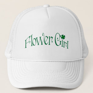 Emerald Grönt och White Shamrock Flower Girl Cap Truckerkeps