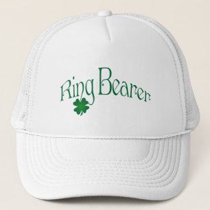 Emerald Grönt och White Shamrock Ring Bearer Cap Keps