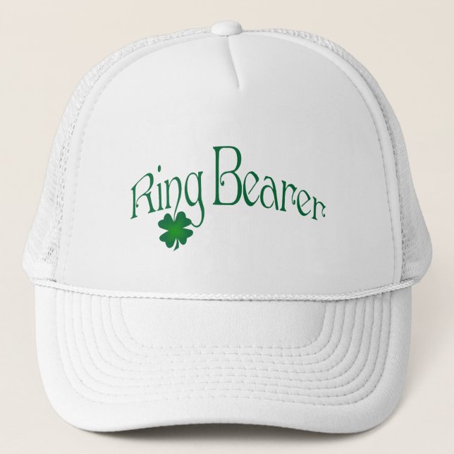 Emerald Grönt och White Shamrock Ring Bearer Cap Keps (Framsida)