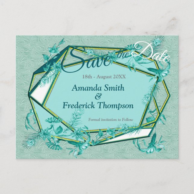 Emerald grönt på ett strukturerat skulpturstöd meddelande vykort (Framsida)