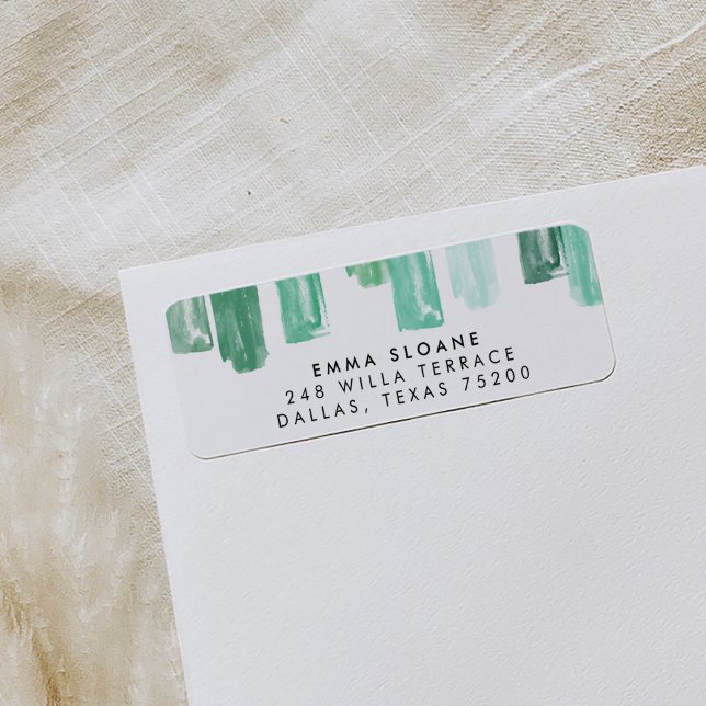 Emerald Grönt Painting Jewels Returetiketter Returadress Etikett (Emerald green jewels watercolor return address labels.)