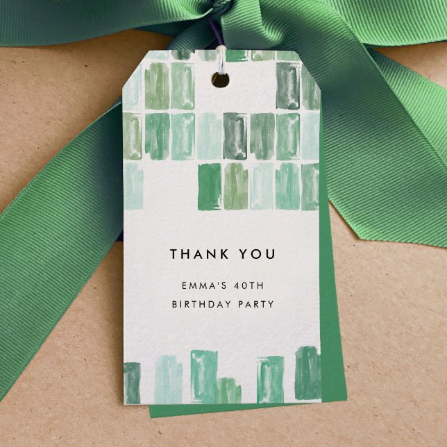 Emerald Grönt Painting Jewels Tack Presentetikett (Emerald Green Painted Jewels Thank You Gift Tags)