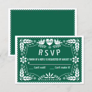 Emerald grönt papel picado (bröllop) OSA kort