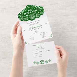 Emerald Grönt Papel Picado Mis Quince Años