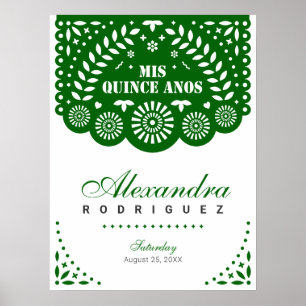 Emerald Grönt Papel Picado Mis Quince Años Poster