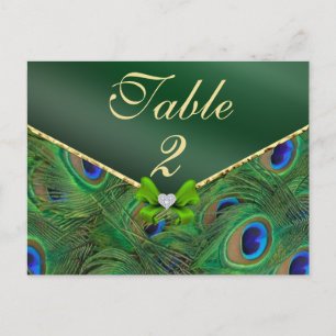 Emerald Grönt Peacock Bordsnummer Card