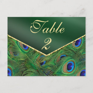 Emerald Grönt Peacock Bordsnummer Card