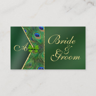 Emerald Grönt Peacock Bröllop Möhippa Affärskort  Tilläggskort