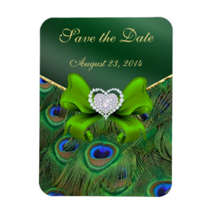 Emerald Grönt Peacock Spara datum Magnet