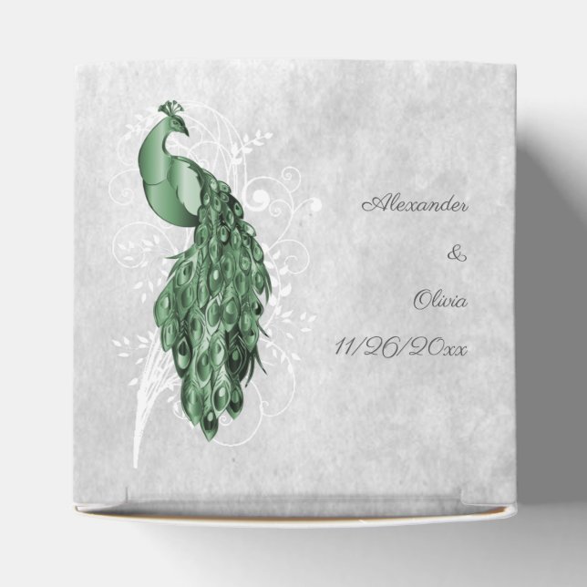 Emerald Grönt Peacock Wedding Favor Box Presentaskar (Överdel)