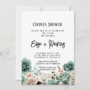 Emerald Grönt Peony Bröllop Par Shower Inbjudningar