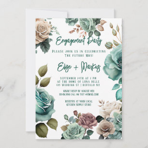 Emerald Grönt Peony Förlovningsfest Inbjudningar