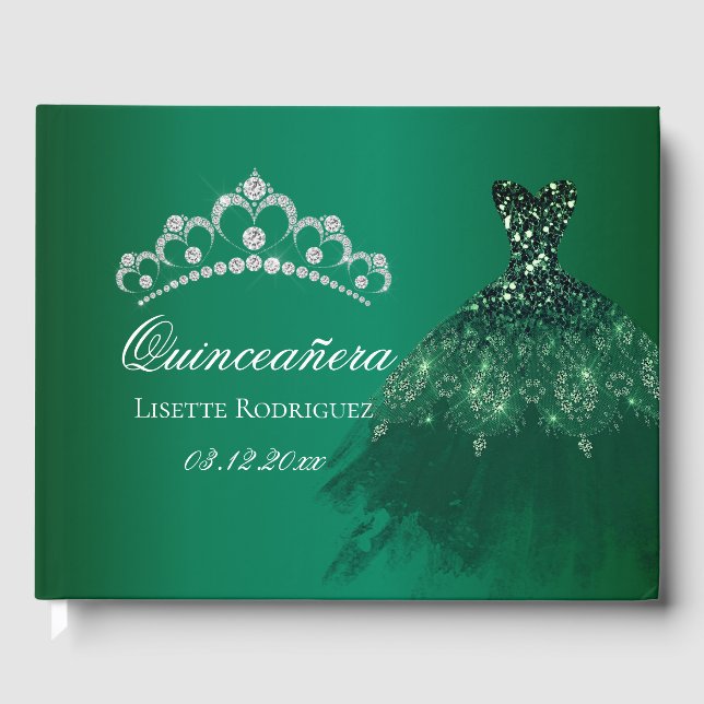Emerald Grönt Personlig Quinceanera Gästböcker (Framsida)