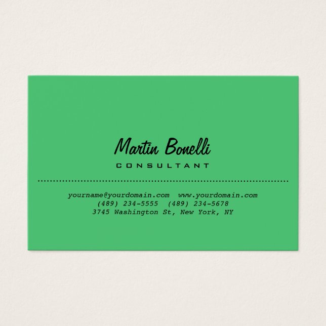 Emerald Grönt Plain Euro Storlek Profile Card Visitkort (Framsida)