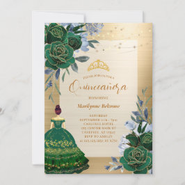 Emerald Grönt Princess Quinceañera-inbjudan Inbjudningar
