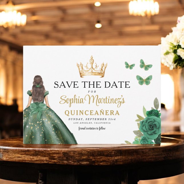 Emerald Grönt Princess Quinceañera Spara datum Spara Datumet (Skapare uppladdad)
