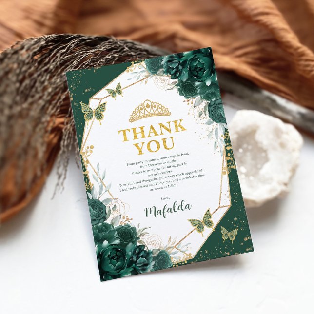 Emerald Grönt Quinceanera Butterfly - tackkort Inbjudningar (Skapare uppladdad)