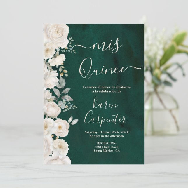 Emerald Grönt Quinceanera Inbjudningar (Stående Fram)