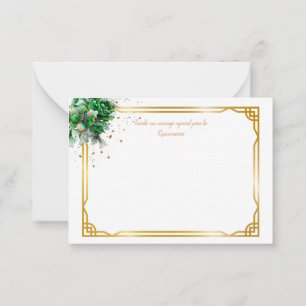 Emerald Grönt Quinceañera Lluvia de Sobres Note Ca Anteckningskort