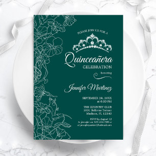 Emerald Grönt Quinceanera Party Inbjudningar