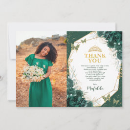 Emerald Grönt Quinceanera Photo - tackkort Inbjudningar