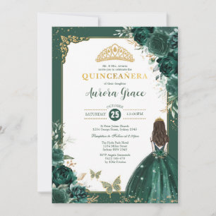 Emerald Grönt Quinceañera Princess 15:e födelsedag Inbjudningar
