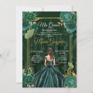 Emerald Grönt Quinceañera Princess Butterfly Inbjudningar