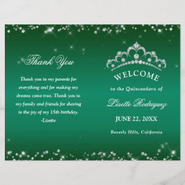Emerald Grönt Quinceanera Program