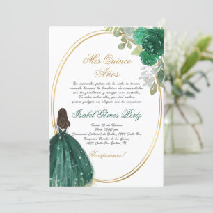 Emerald grönt Quinceanera silhouette Inbjudningar