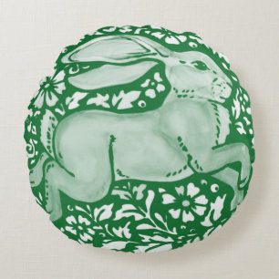 Emerald Grönt Rabbit Bunny Hare Cottagecore Rund Kudde