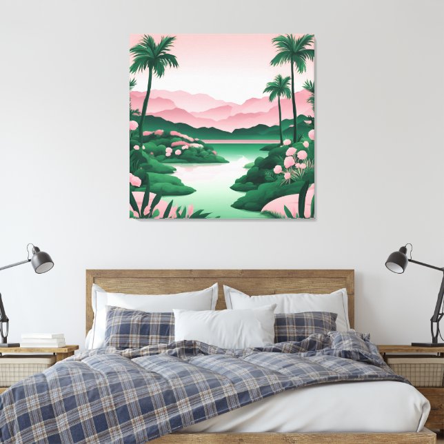 Emerald Grönt Retreat AI art Canvastryck (Insitu (sovrum))