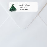Emerald grönt-returadress returadress etikett<br><div class="desc">En vit bakgrund,  dekorerad med en grönt. Anpassa och lägg till ditt namn och adress. Perfekt för Quinceanera eller Sweet 16 party födelsedagsfest inbjudan,  Spara datumen och tack för dina kort</div>