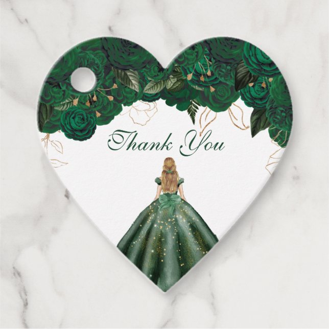 Emerald Grönt Ro Blommigt Tack Birthday Gåvor Etiketter (Framsida)
