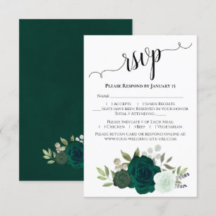 Emerald Grönt Ro Elegant Boho Chic Bröllop OSA Kort