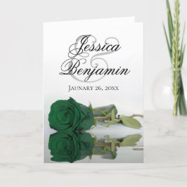 Emerald Grönt Ro Elegant Romantic Photo Bröllop Inbjudan