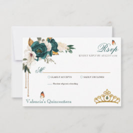 Emerald Grönt Ro Guld Tiara Quinceanera OSA Kort