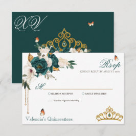 Emerald Grönt Ro Guld Tiara Quinceanera OSA Kort