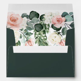 Emerald Grönt Rosa Blommigt Ro Watercolor Bröllop
