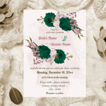 emerald grönt rosa blommor botaniska bröllop