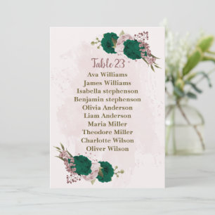 emerald grönt rosa Blommor Sittplatskort för Inbjudningar