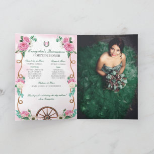 Emerald Grönt Rosa Charro Quinceanera Lägg till bi Inbjudan