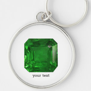 Emerald Grönt Rund Silverfärgad Nyckelring