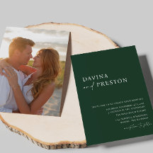 Emerald Grönt Script Modern Simple Photo Bröllop