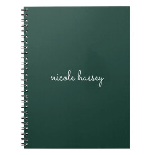 Emerald Grönt Script Modern Snyggt Monogram Anteckningsbok