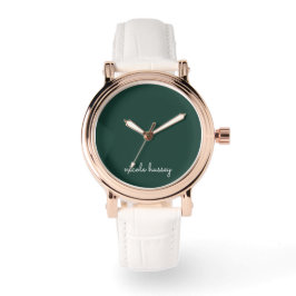 Emerald Grönt Script | Modern Snyggt Monogram Armbandsur